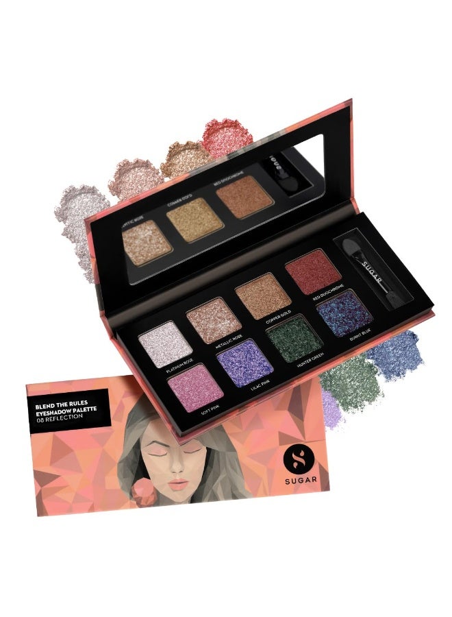 SUGAR Cosmetics Blend The Rules Matte Eyeshadow Palette Powder- 08 Reflection (Galactic Glitter) - Long Lasting, Smudge Proof, Vegan & Cruelty-Free, Multicolour - Image 1